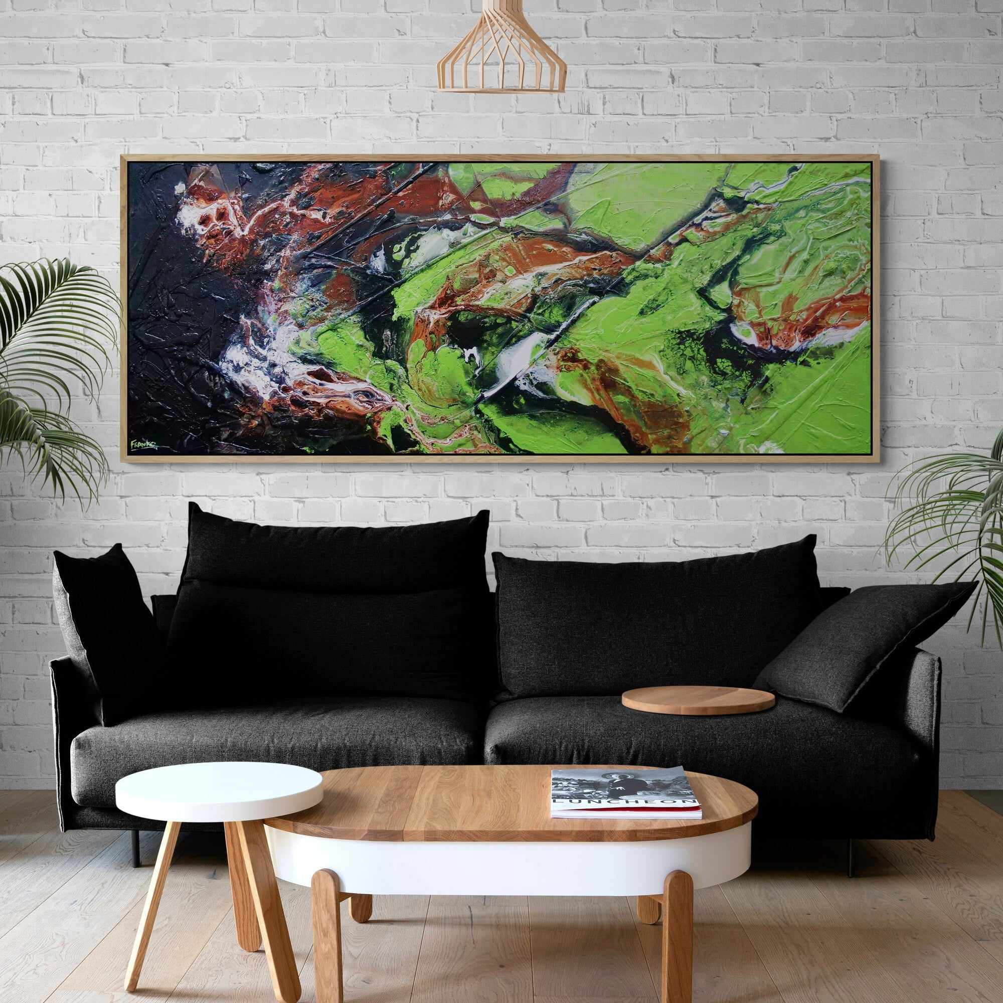 The Natural Earth 200cm x 80cm Green Textured Abstract Painting-Abstract-Franko-[Franko]-[huge_art]-[Australia]-Franklin Art Studio