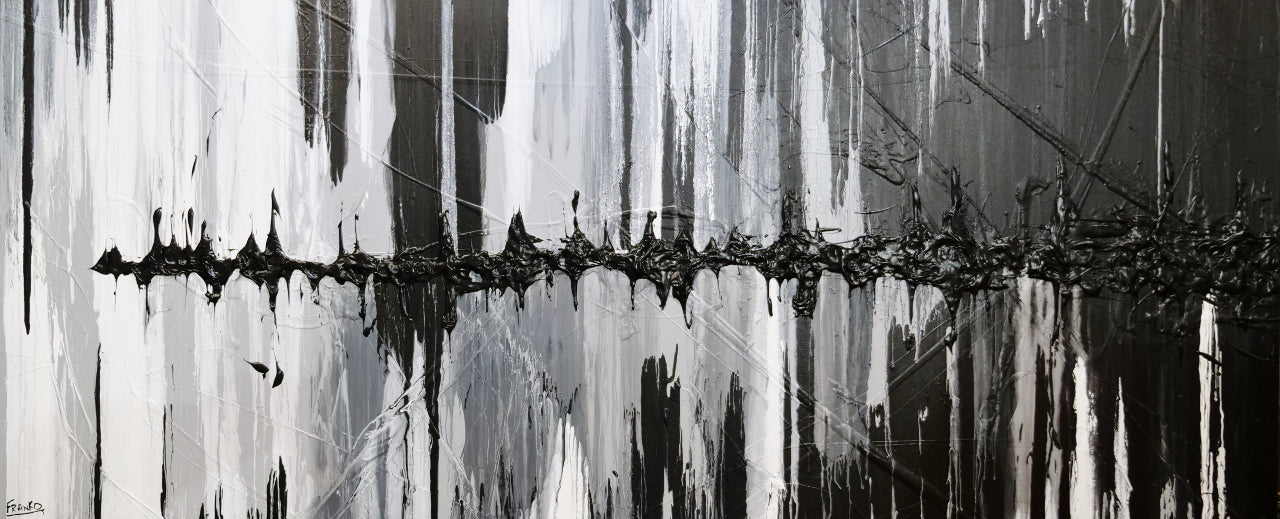 Variance 240cm x 100cm Black Grey Silver Textured Abstract Painting-Abstract-Franko-[Franko]-[Australia_Art]-[Art_Lovers_Australia]-Franklin Art Studio