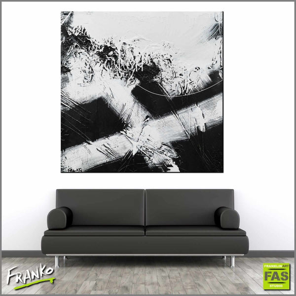 White Jazz 100cm x 100cm Black White Abstract Painting (SOLD)