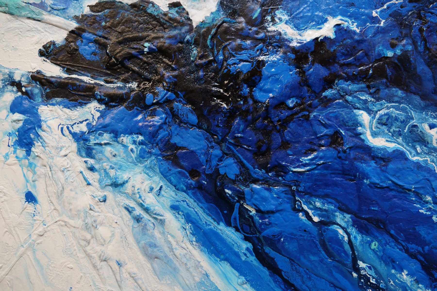Wild Blue 160cm x 100cm Blue Aqua White Textured Abstract Painting