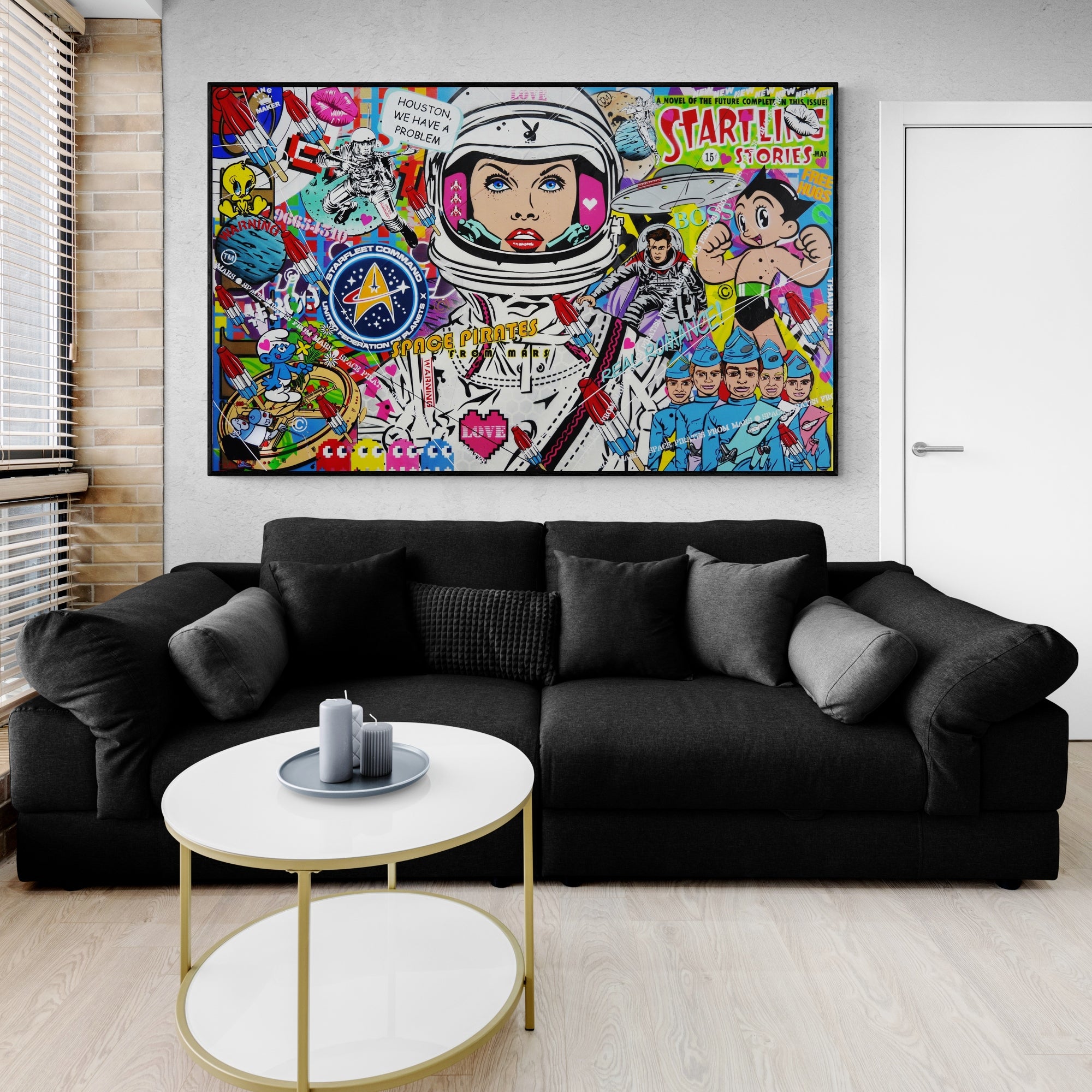 Starfleet Commander 160cm x 100cm Textured Urban Pop Art Painting-Urban Pop Art-Franko-[huge]-[Australian]-[best Selling]-Franklin Art Studio