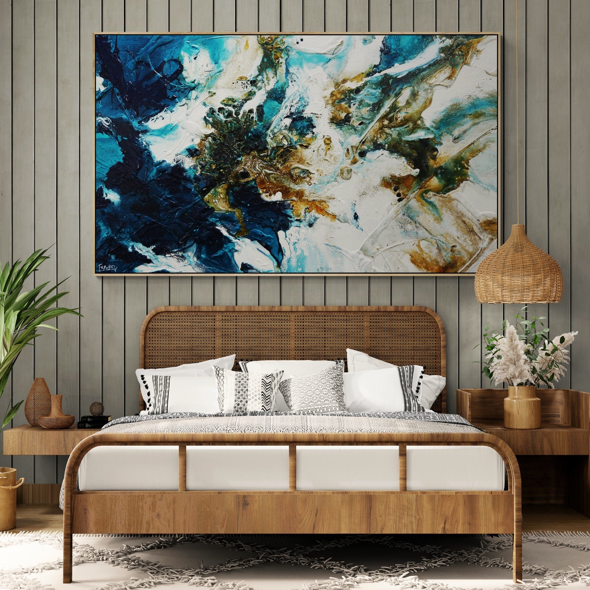 Rusted Teal Sugar Blue Rust White Textured Abstract Painting (SOLD)