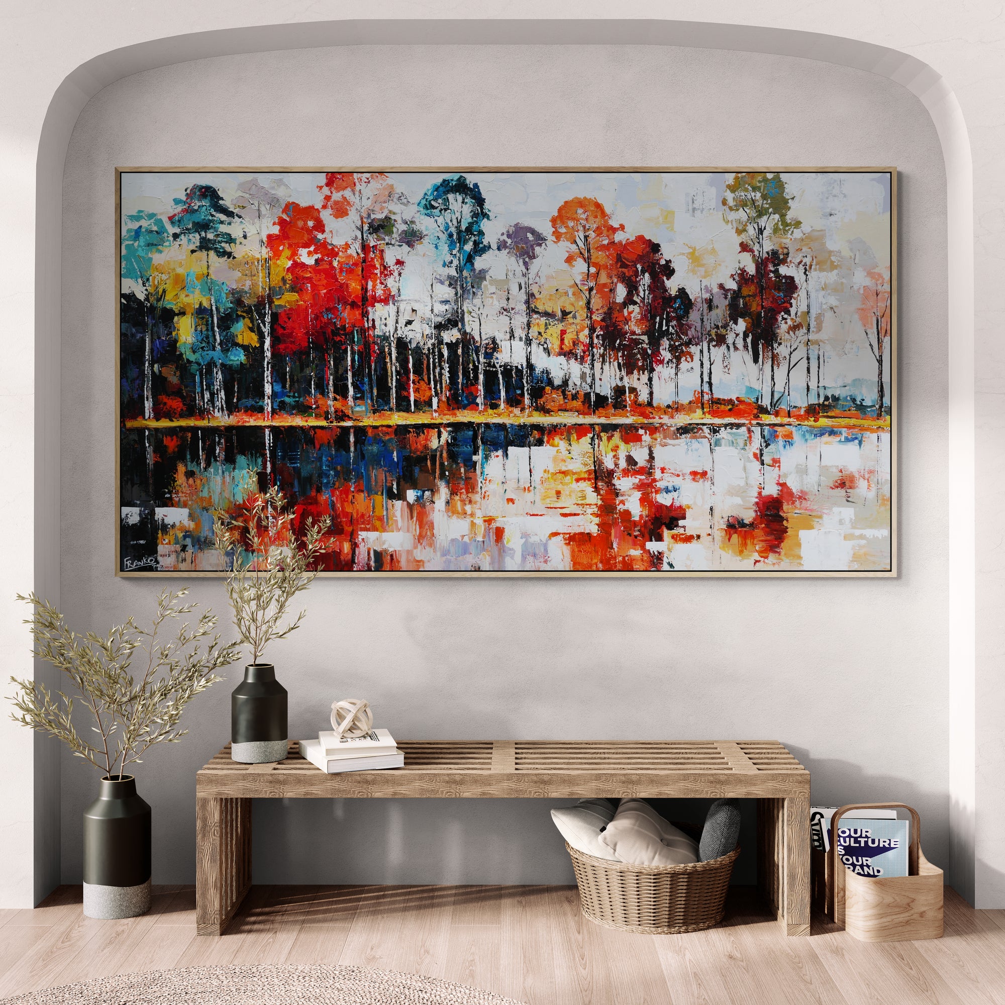 Lakeside 190cm x 100cm Abstract Realism Framed Textured Painting (SOLD)