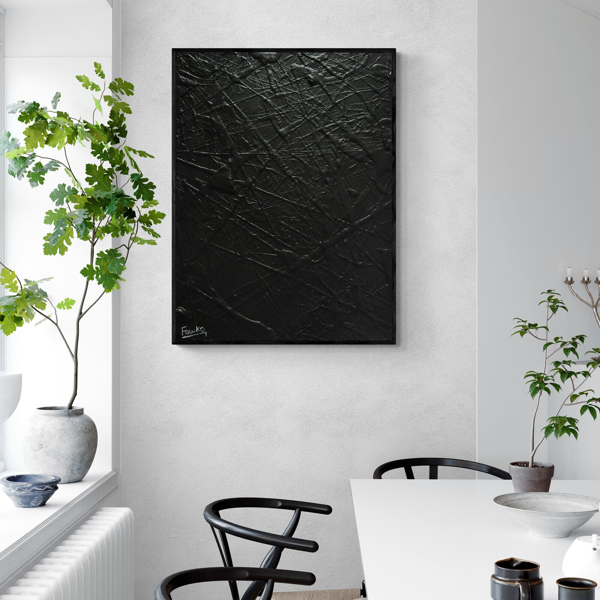 Little Wicked 75cm x 100cm Black Textured Abstract Painting