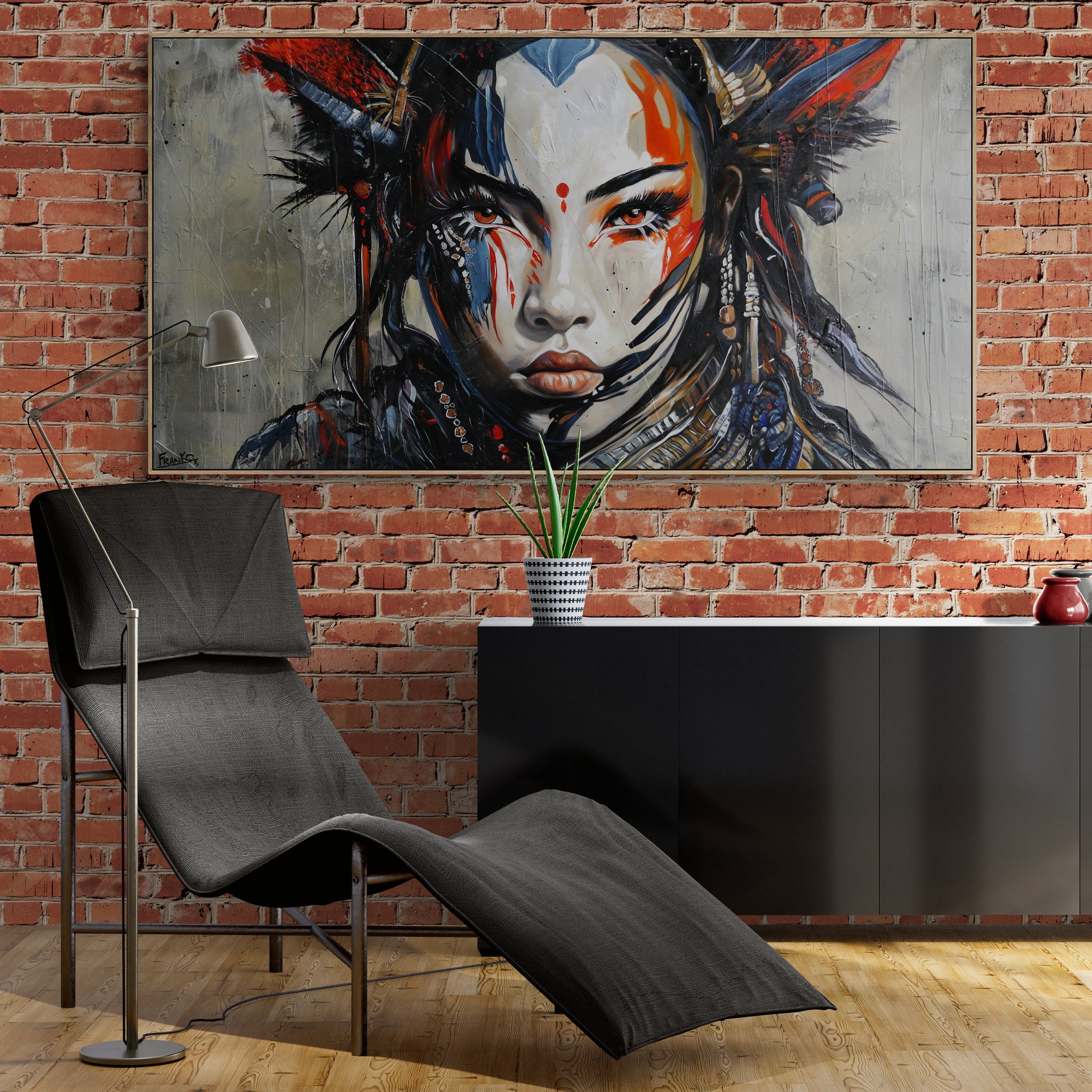 Musashi 190cm x 100cm Brave and Beautiful Abstract Framed Textured Painting