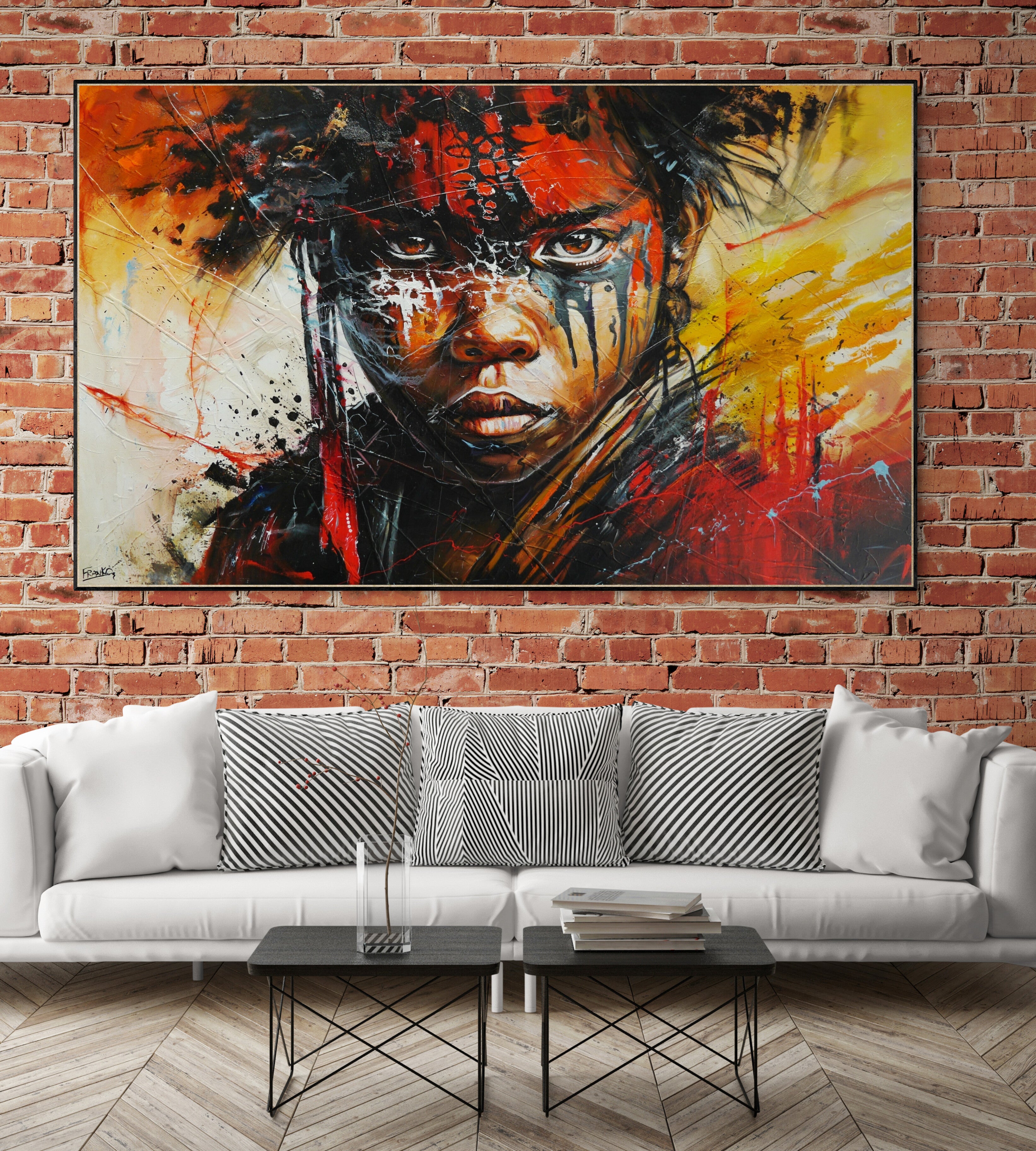 Fearless 200cm x 120cm Brave and Beautiful Abstract Framed Textured Painting-people-Franko-[huge]-[Australian]-[best Selling]-Franklin Art Studio