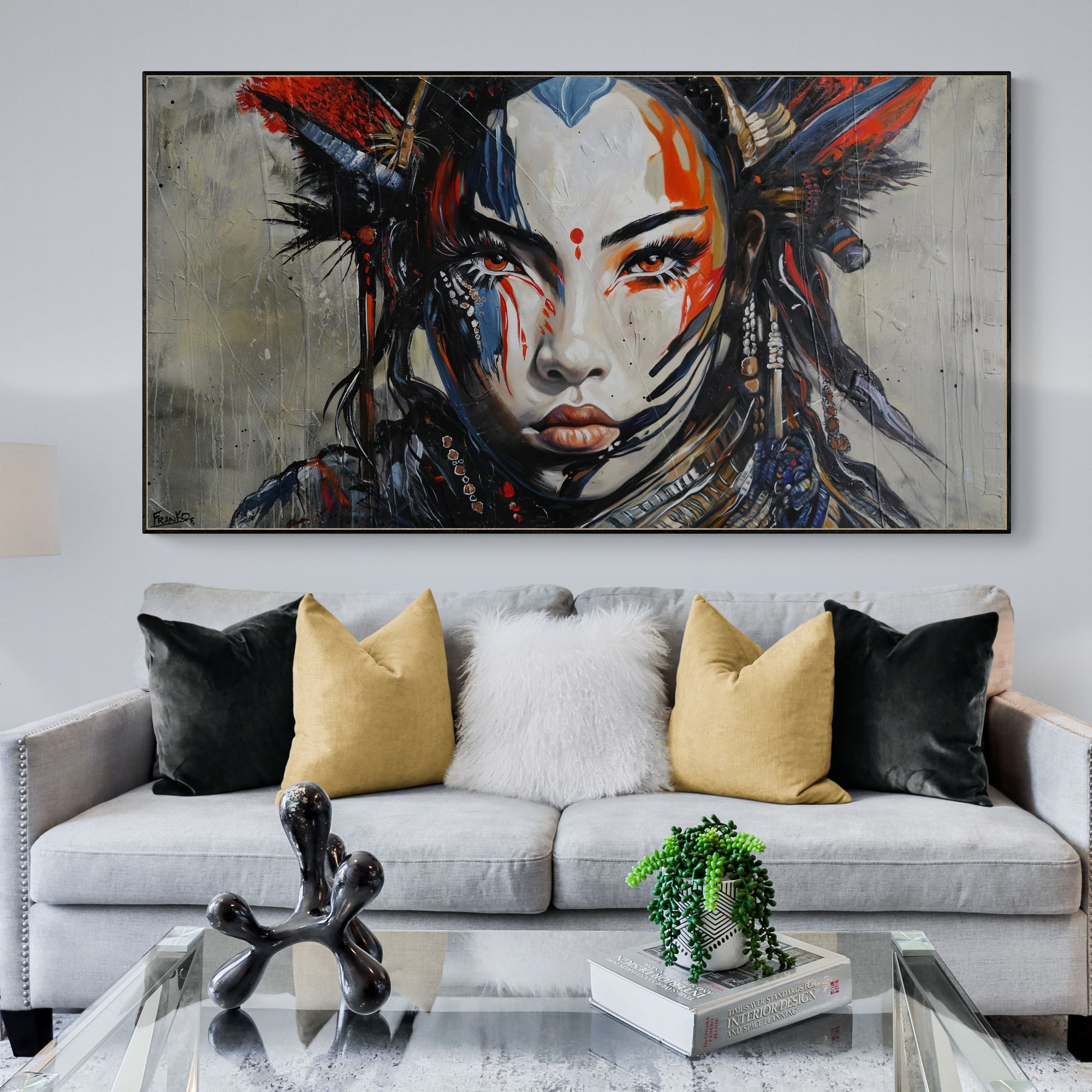 Musashi 190cm x 100cm Brave and Beautiful Abstract Framed Textured Painting