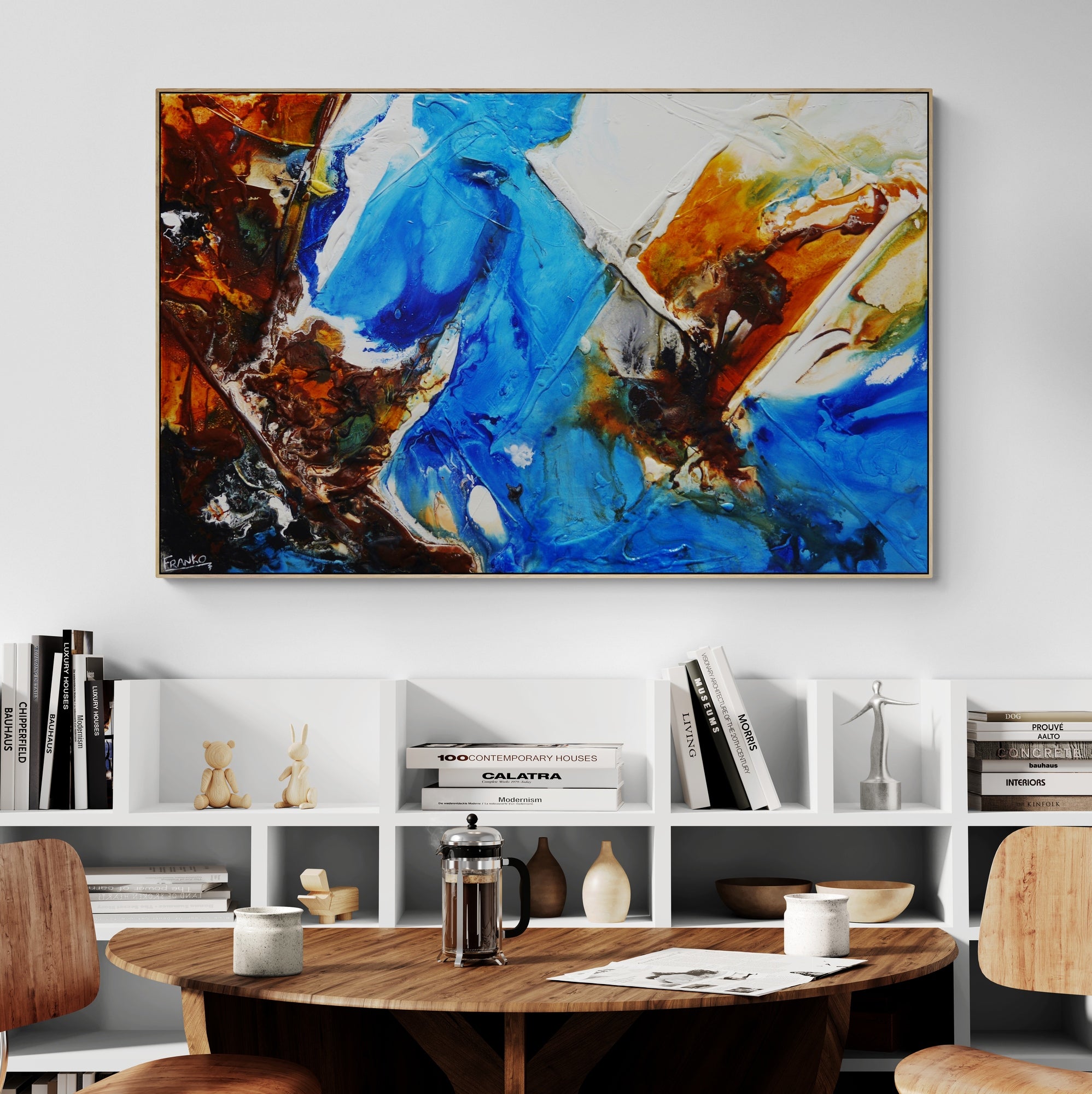 Ultra Blu 160cm x 100cm Textured Abstract Painting