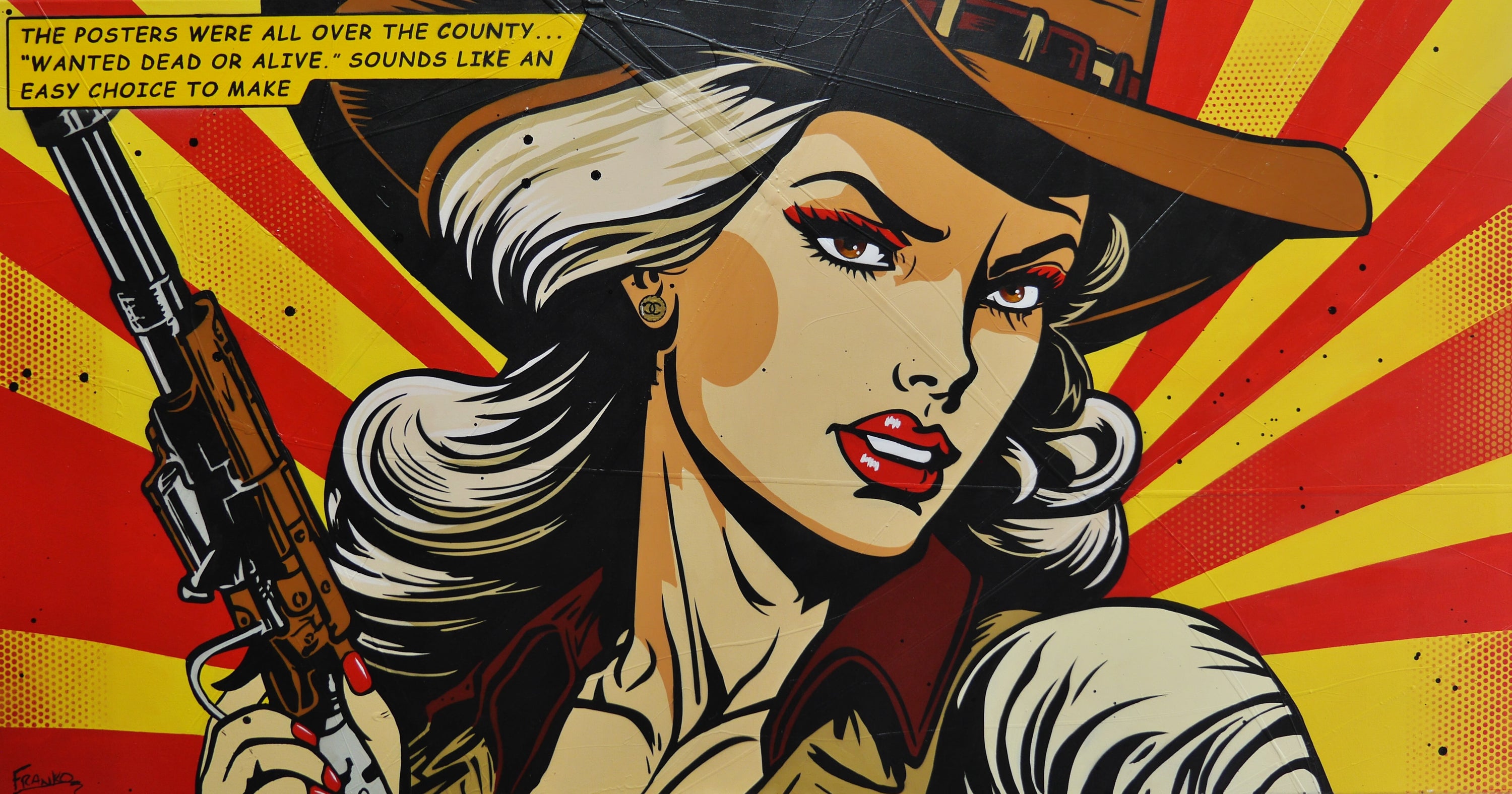 All Over The County 190cm x 100cm Cowgirl Classic Pop Art Painting