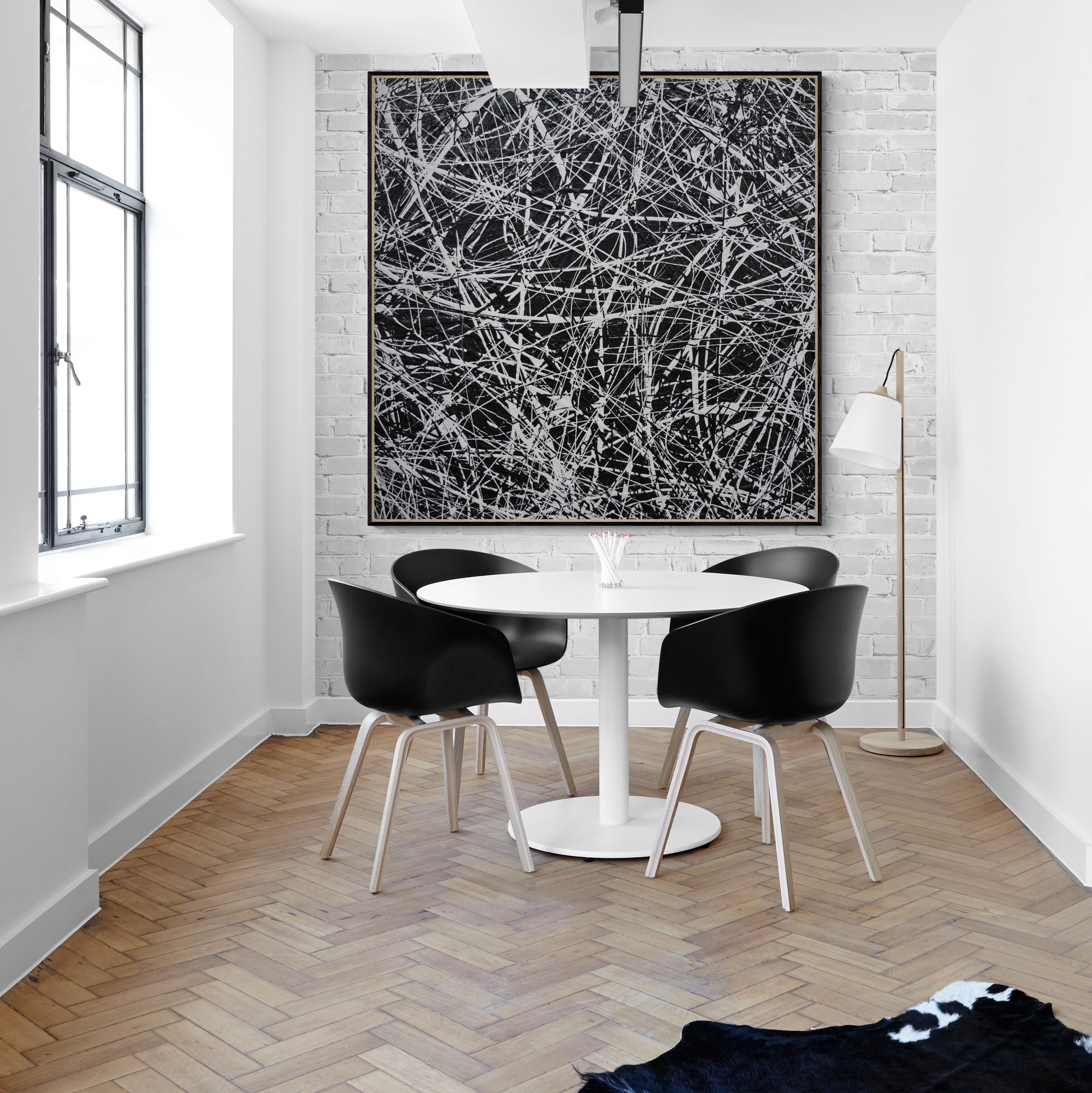 Frozen Squared 150cm x 150cm Black White Textured Abstract Painting