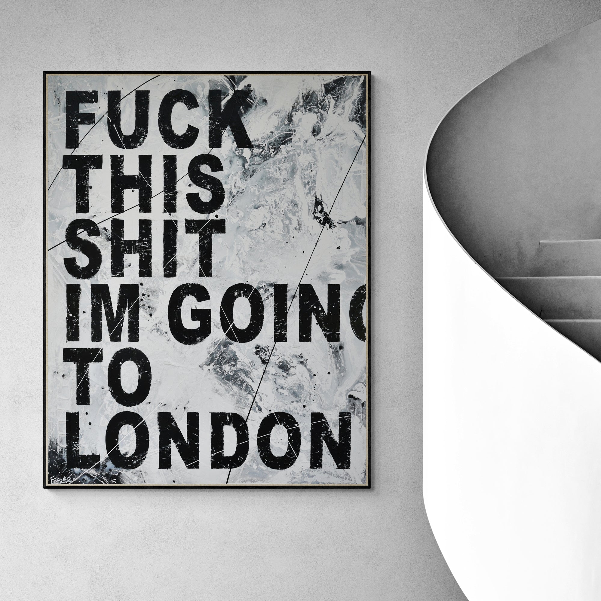 London Calls 140cm x 180cm Textured Urban Pop Art Painting