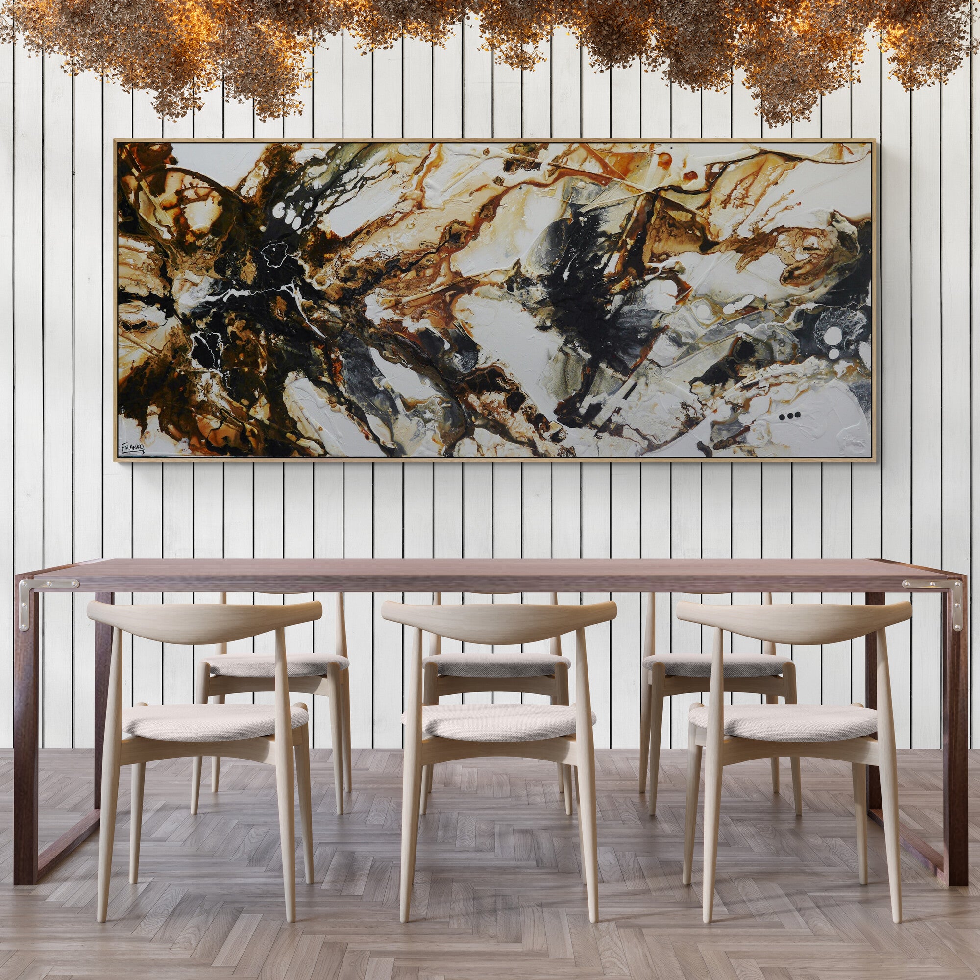 Neutral Oxide 240cm x 100cm Rust White Black Textured Abstract Painting