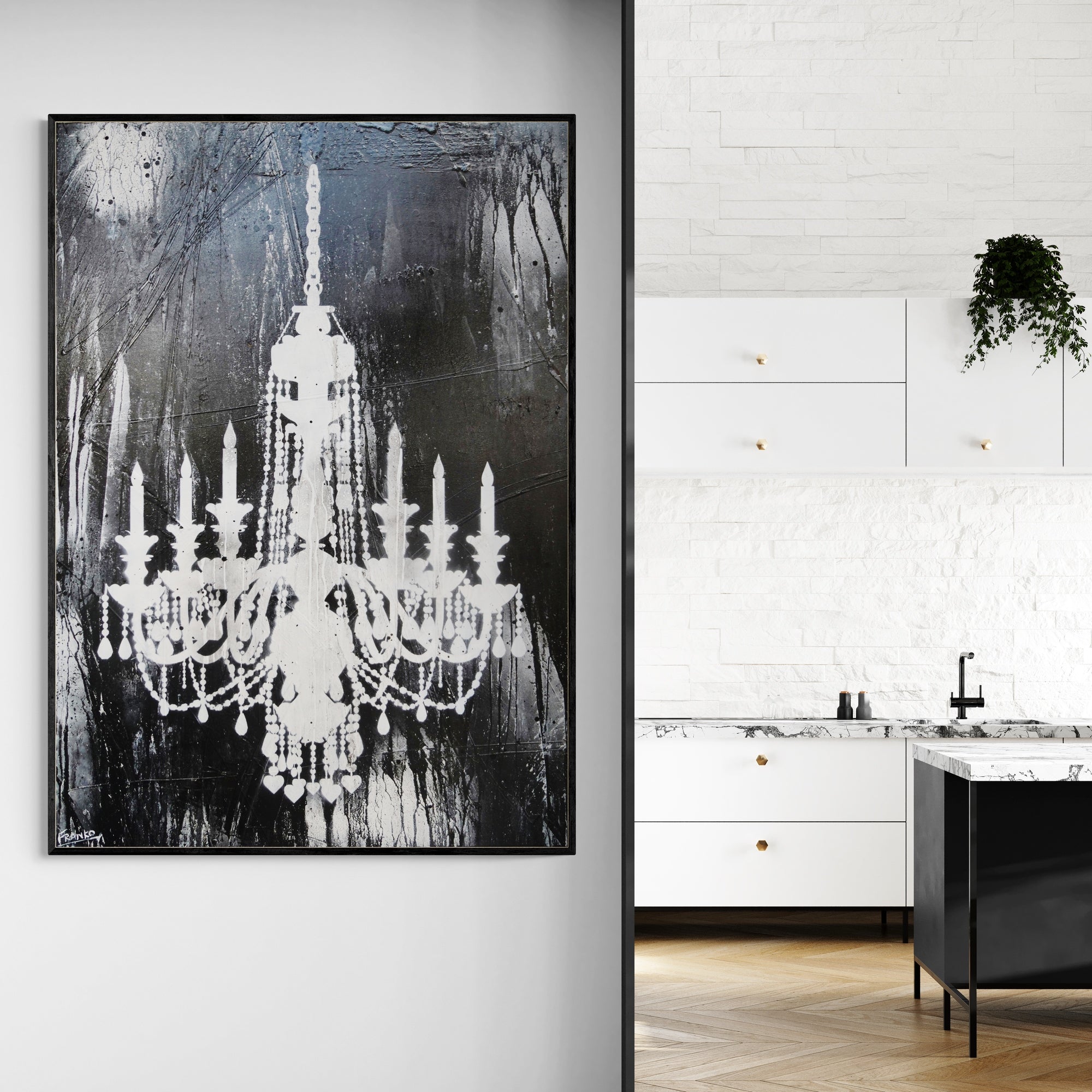 Chandelier Raw Class 140cm x 100cm Textured Urban Pop Art Painting (SOLD)-Urban Pop Art-Franko-[huge]-[Australian]-[best Selling]-Franklin Art Studio