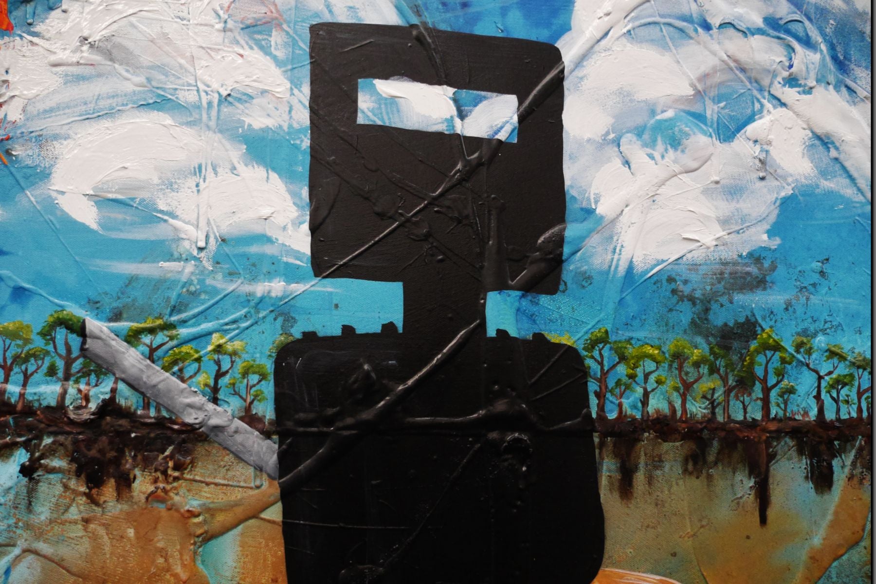 Neds Summer in the bush 120cm x 120cm Ned Kelly Abstract Realism Texture Painting