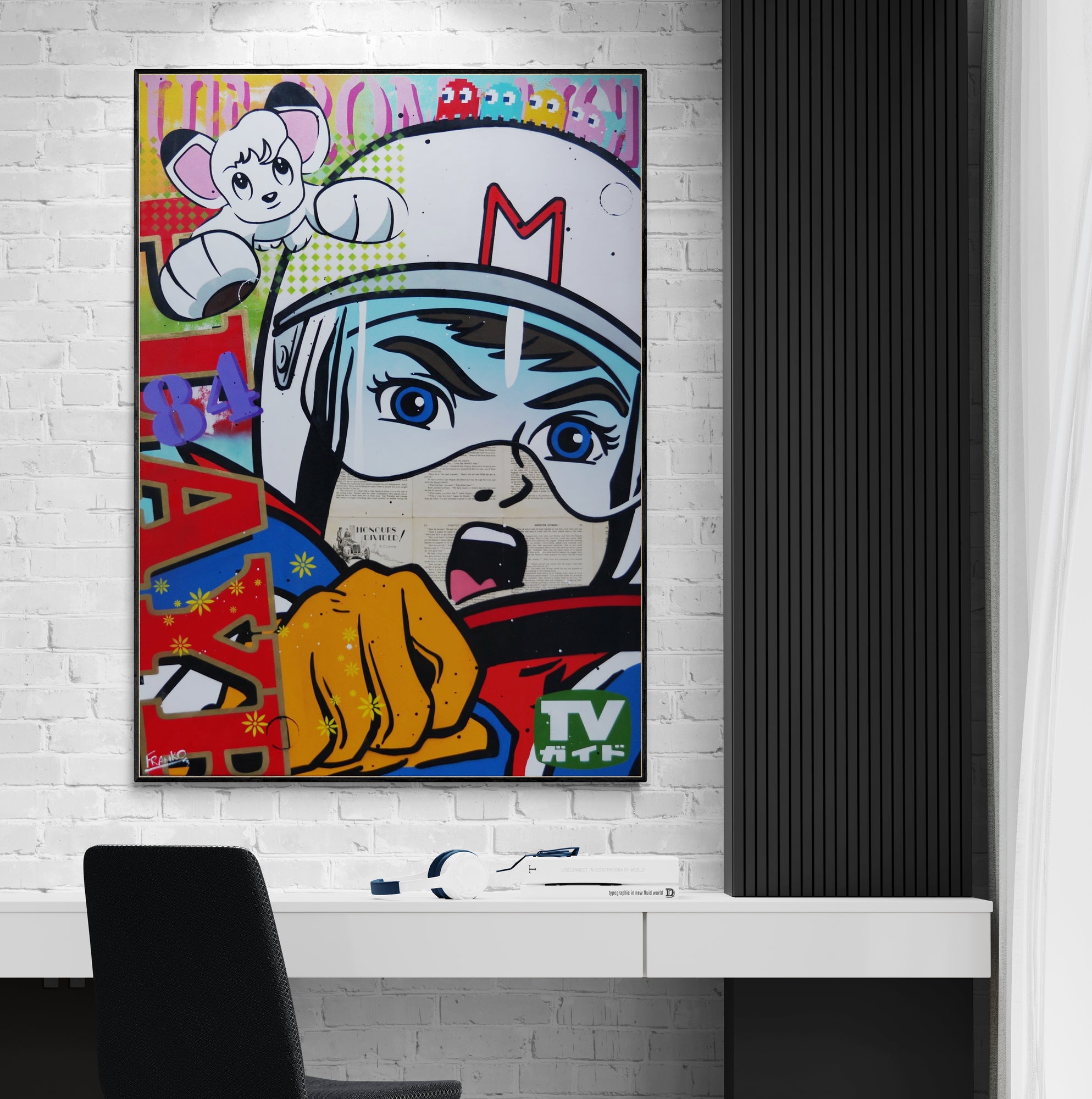 Speeding '84 100cm x 140cm Speed Racer Vintage Urban Pop Book Club Painting