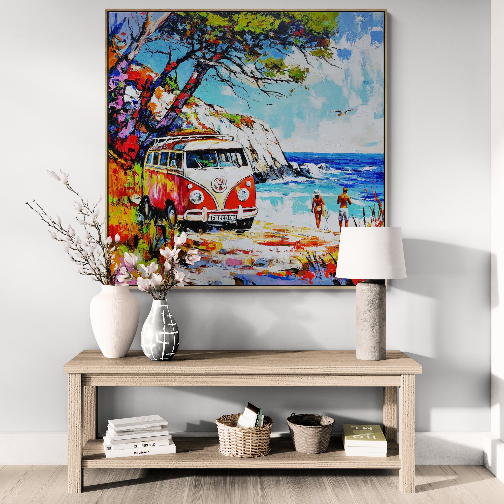 Free Bird 120cm x 120cm Beach Abstract Realism Framed Textured Painting