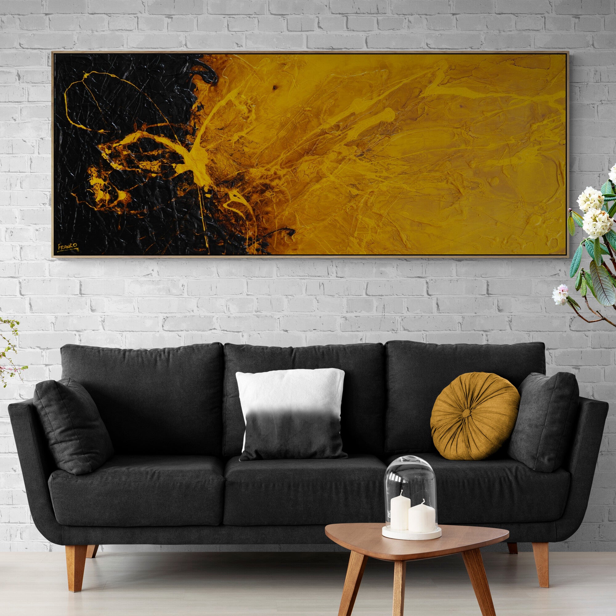 Seeded Sunflower 200cm x 80cm Sunflower Textured Abstract Painting