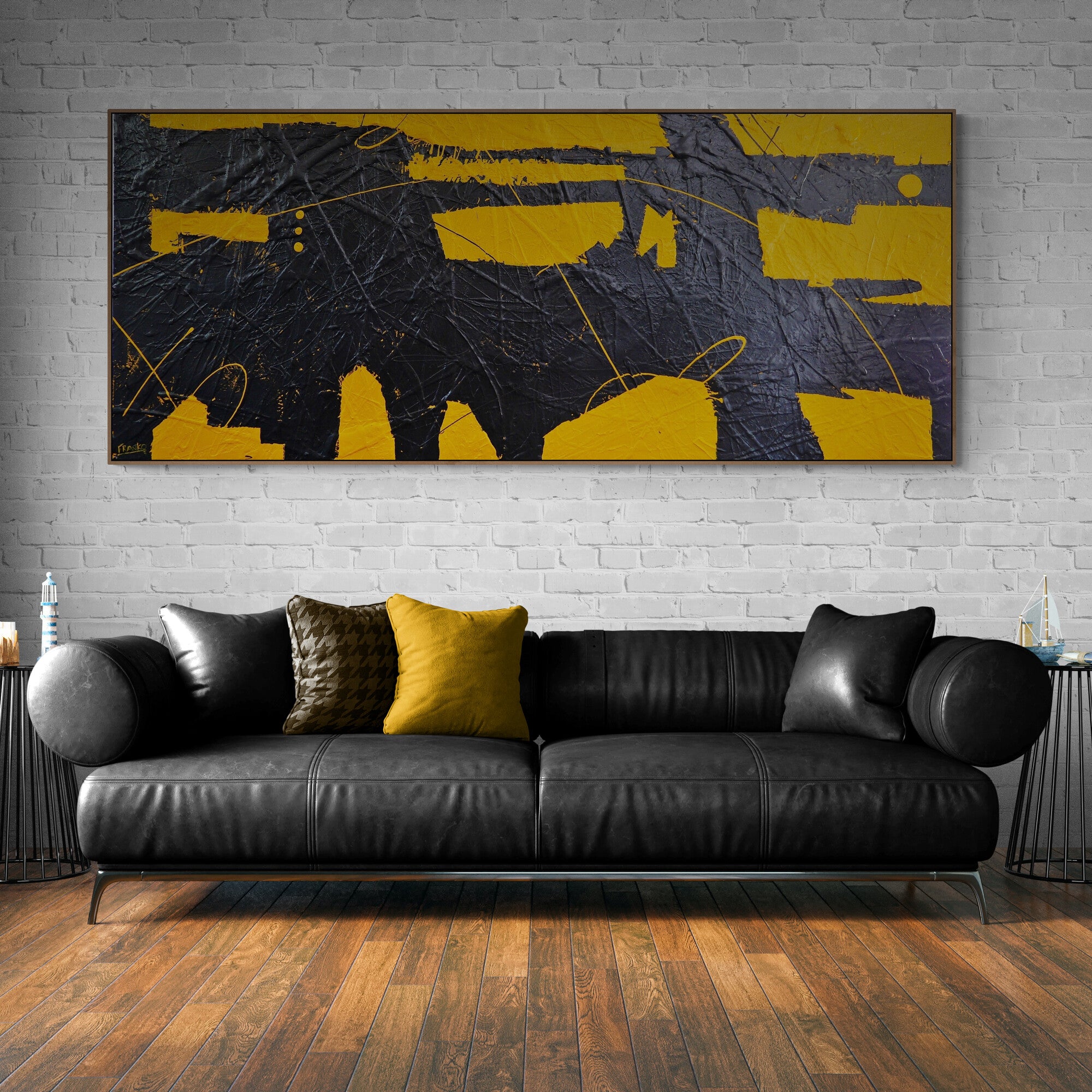 Golden Disclosure 240cm x 100cm BrightTextured Abstract Painting