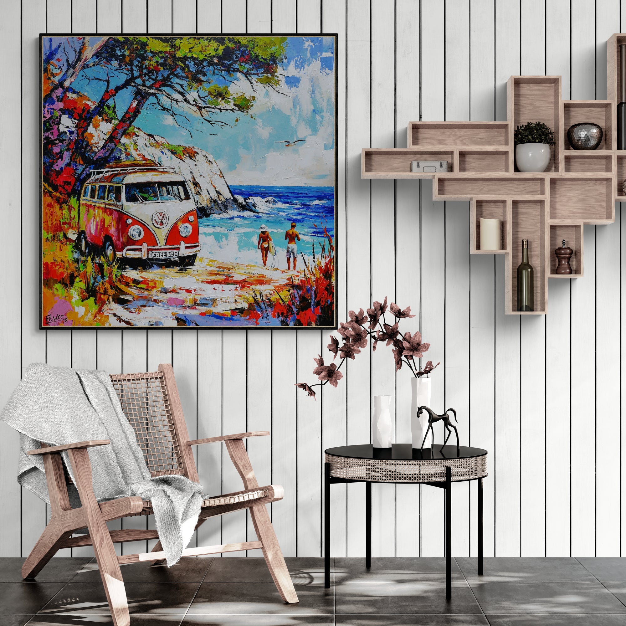 Free Bird 120cm x 120cm Beach Abstract Realism Framed Textured Painting