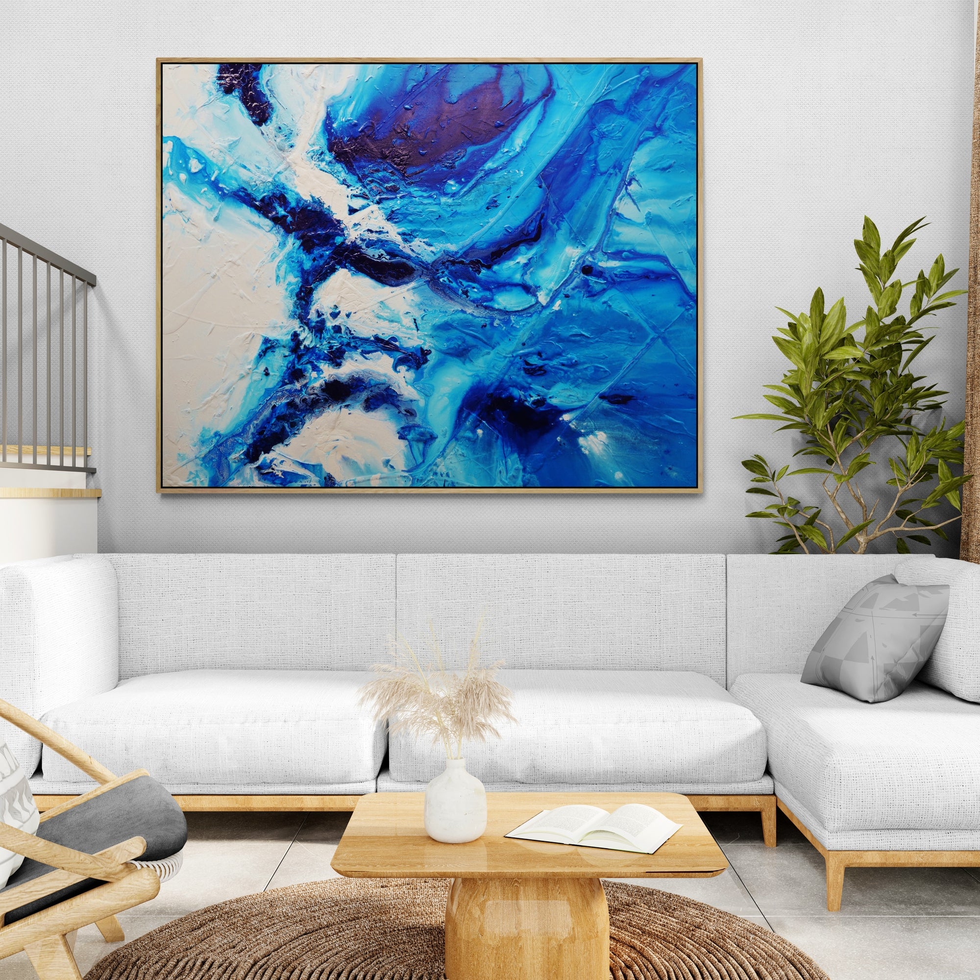 Sapphire Spell 120cm x 150cm Portrait/Landscape Textured Abstract Pain ...