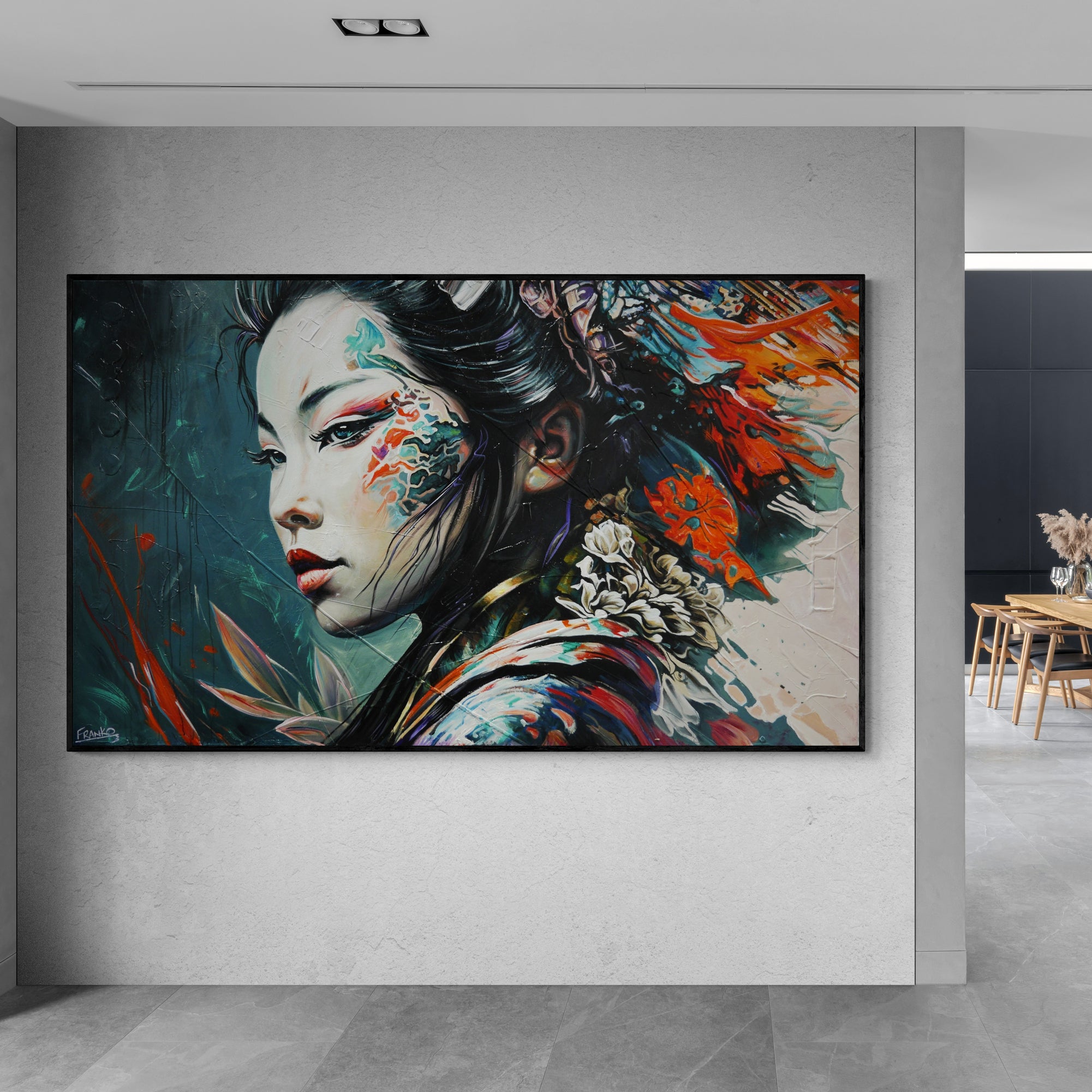 Amane 200cm x 120cm FRAMED IN OAK Warrior Abstract Realism Art Acrylic Textured Glossed (SOLD)-Abstract-Franko-[huge]-[Australian]-[best Selling]-Franklin Art Studio