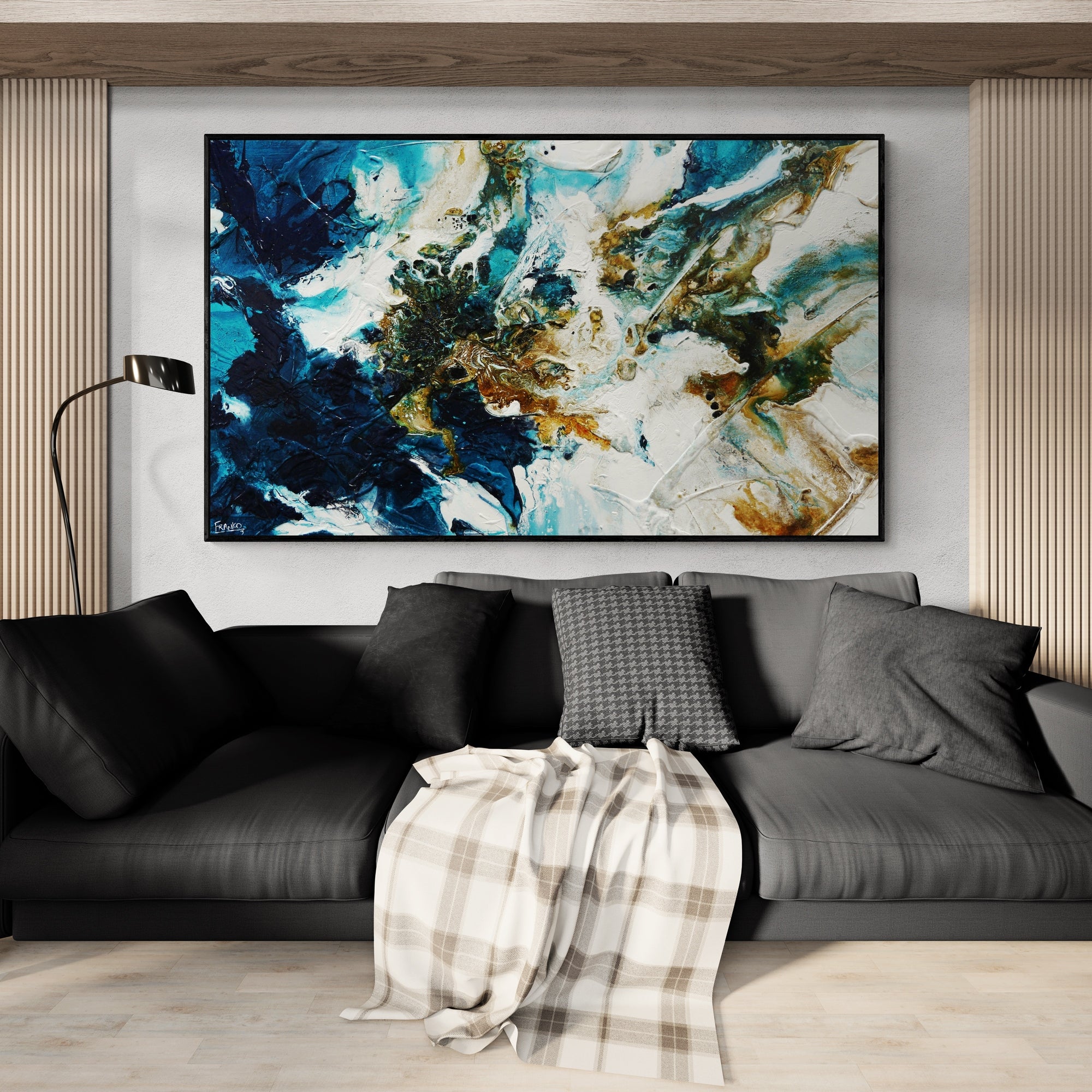 Rusted Teal Sugar Blue Rust White Textured Abstract Painting (SOLD)-Abstract-Franko-[huge]-[Australian]-[best Selling]-Franklin Art Studio