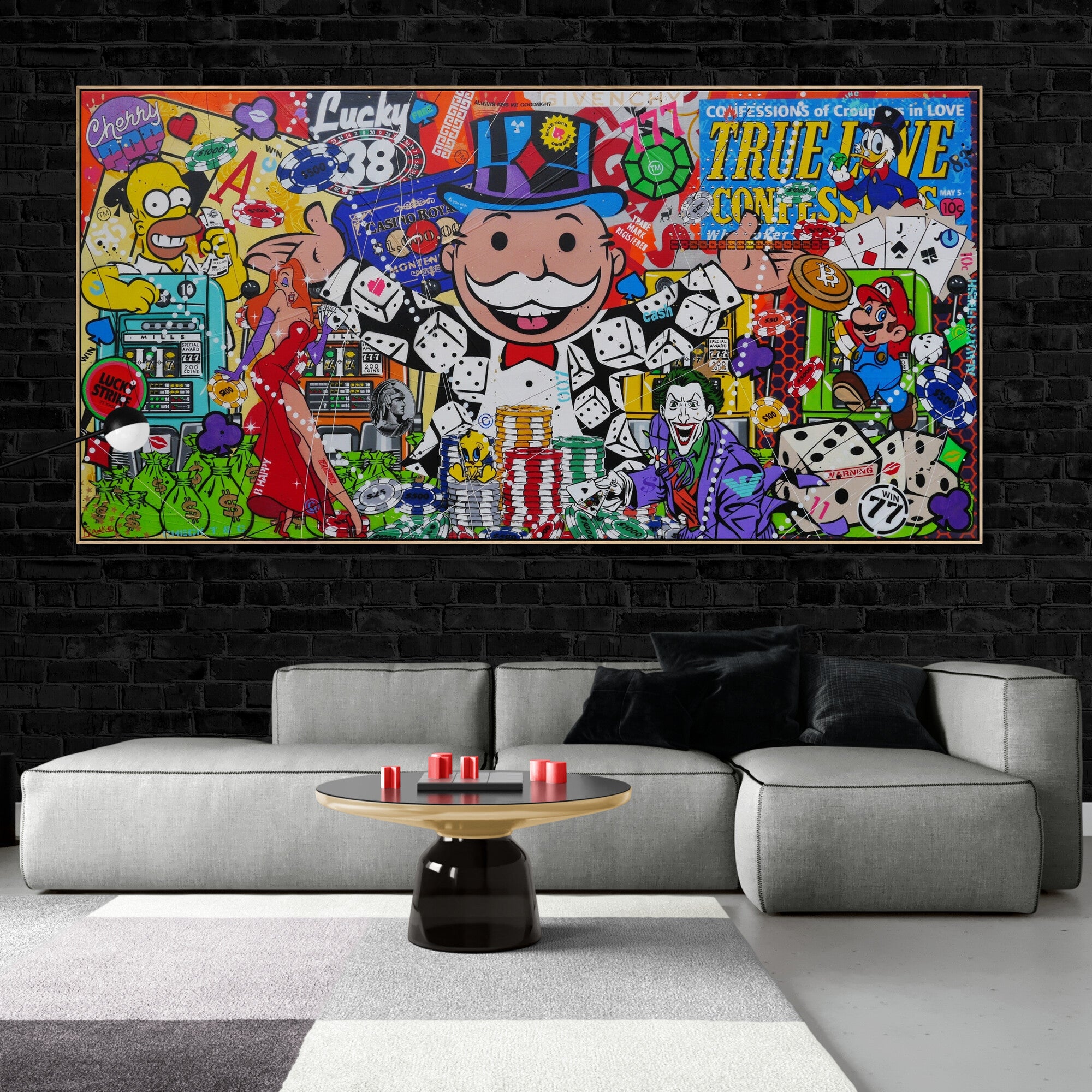 Money Talks 240cm x 120cm Monopoly Man Textured Urban Pop Art Spray Paint Painting-Urban Pop Art-Franko-[huge]-[Australian]-[best Selling]-Franklin Art Studio