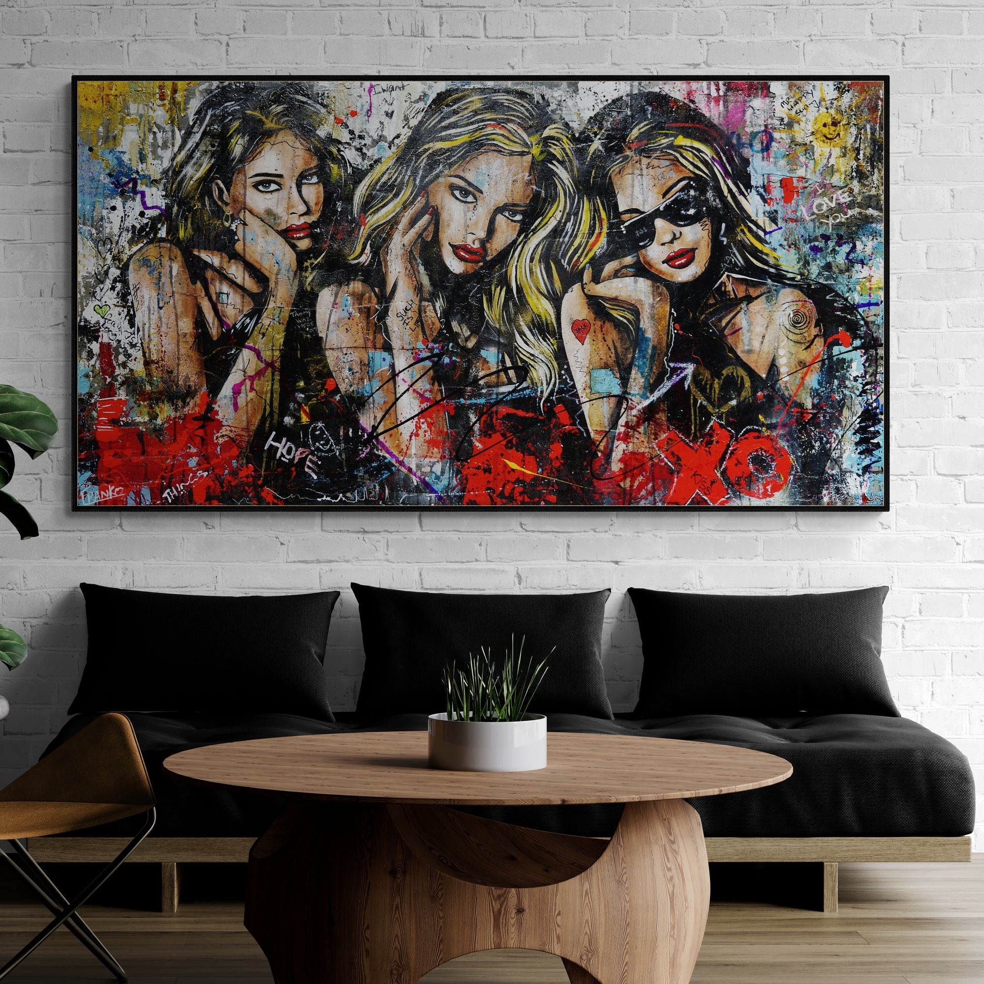 Goddesses 190cm x 100cm Sexy Concrete Textured Street Art Painting-Urban Pop Art-Franko-[huge]-[Australian]-[best Selling]-Franklin Art Studio