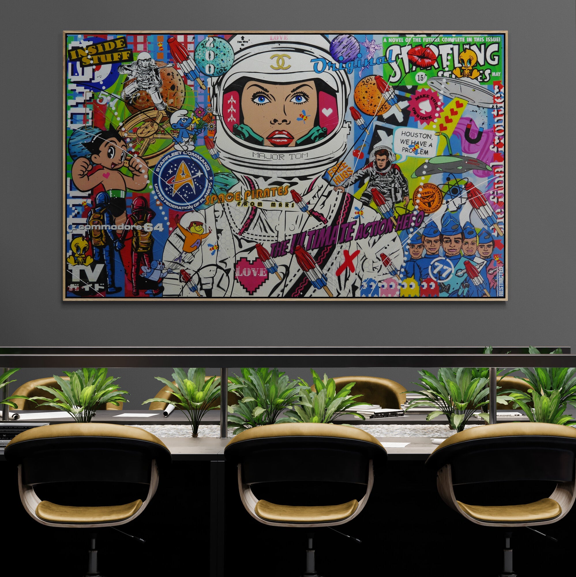 Original Starfleet 200cm x 120cm Space Textured Urban Pop Art Painting