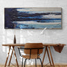 Midnight Mumbo 160cm x 60cm Navy, Blues, Malt, White Textured Abstract Painting-Abstract-[Franko Artist]-[The Block]-[Dream Homes]-[ideas]-Franklin Art Studio