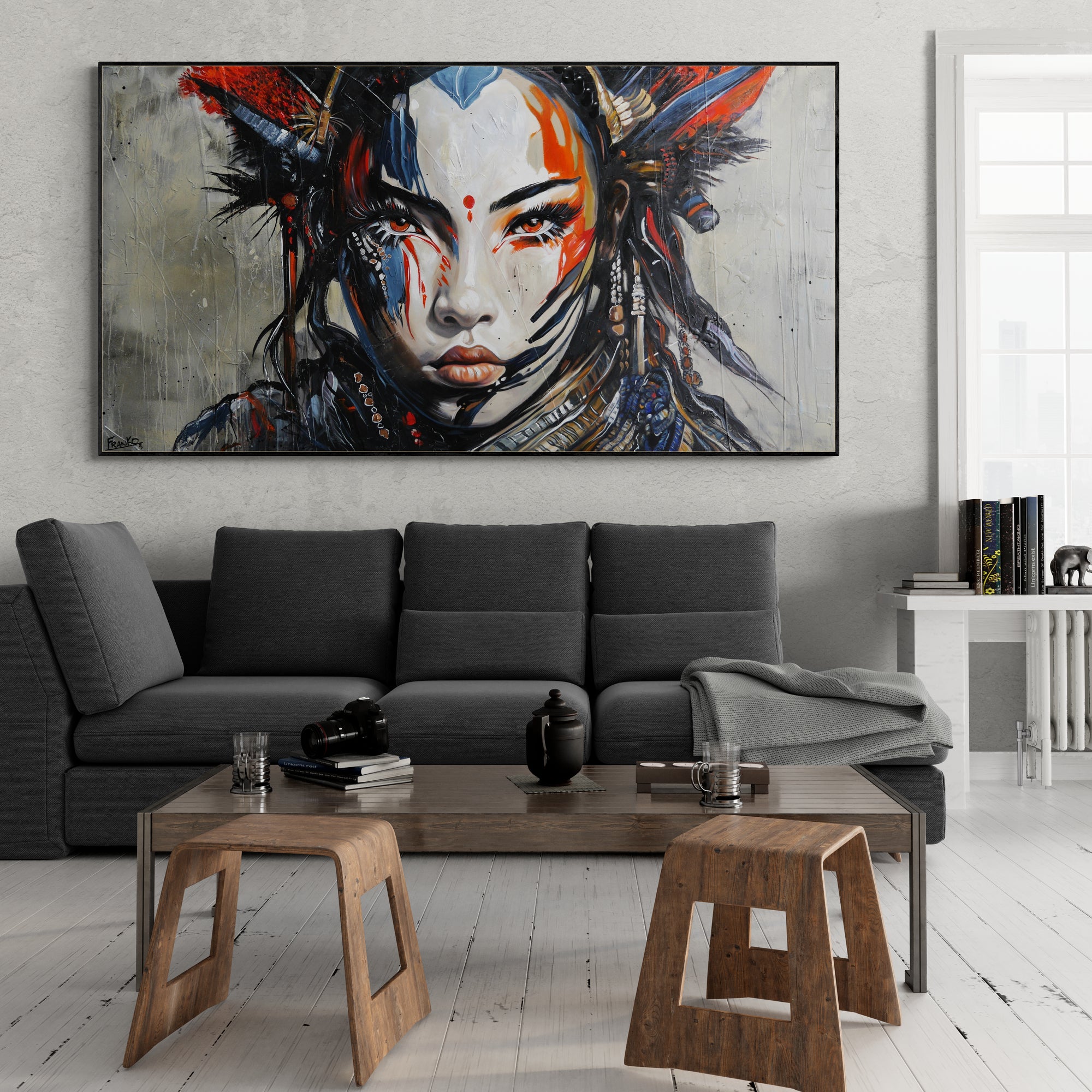 Musashi 190cm x 100cm Brave and Beautiful Abstract Framed Textured Painting