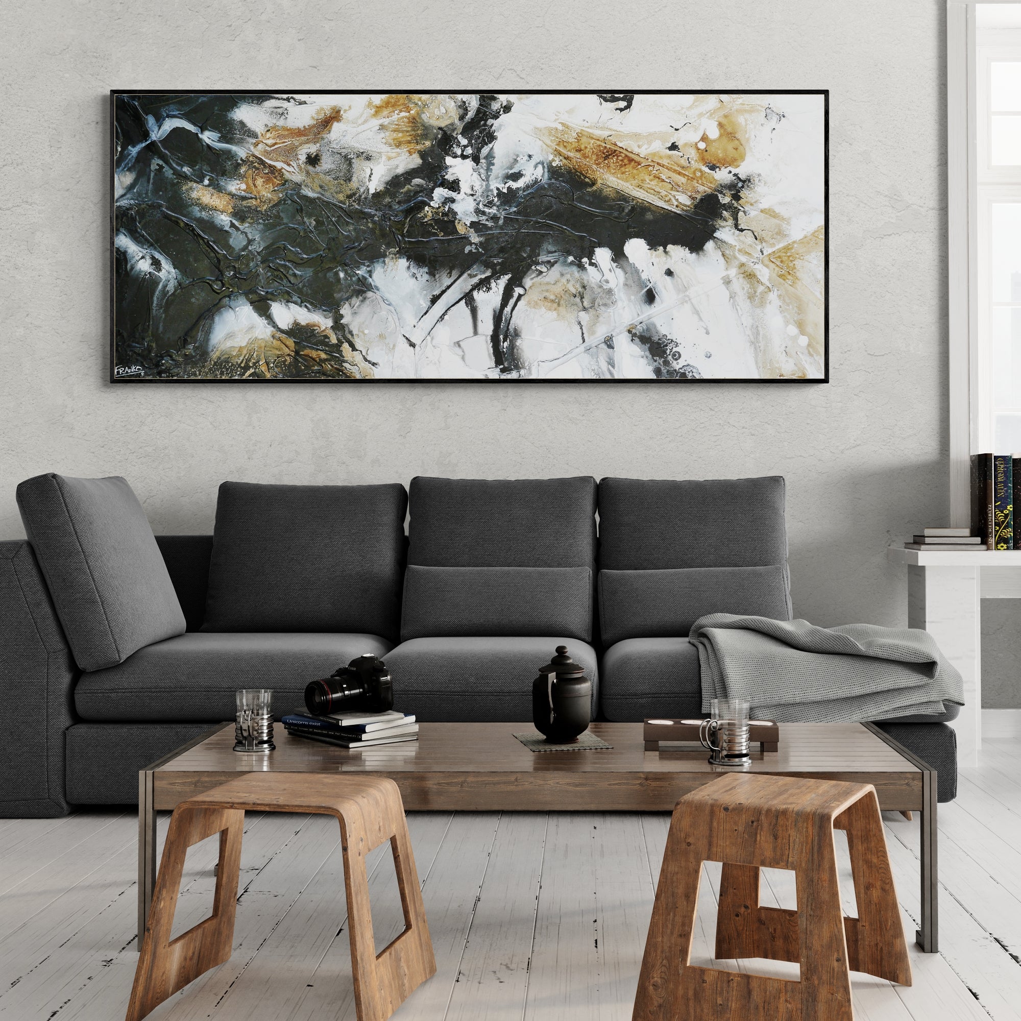 Blaqued Rust 200cm x 80cm Textured Abstract Painting