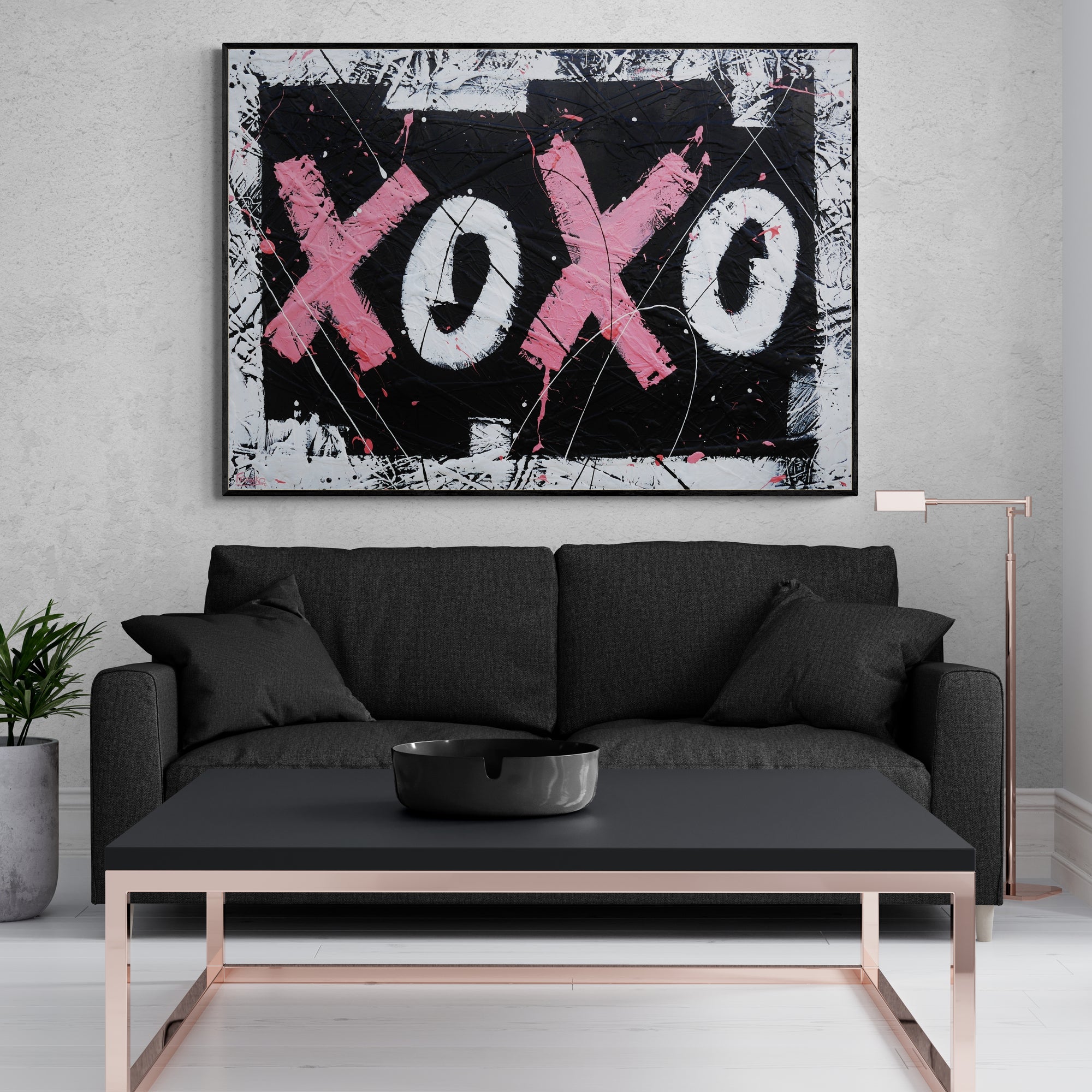 Hugs & Kisses 140cm x 100cm Textured Urban Pop Art Painting