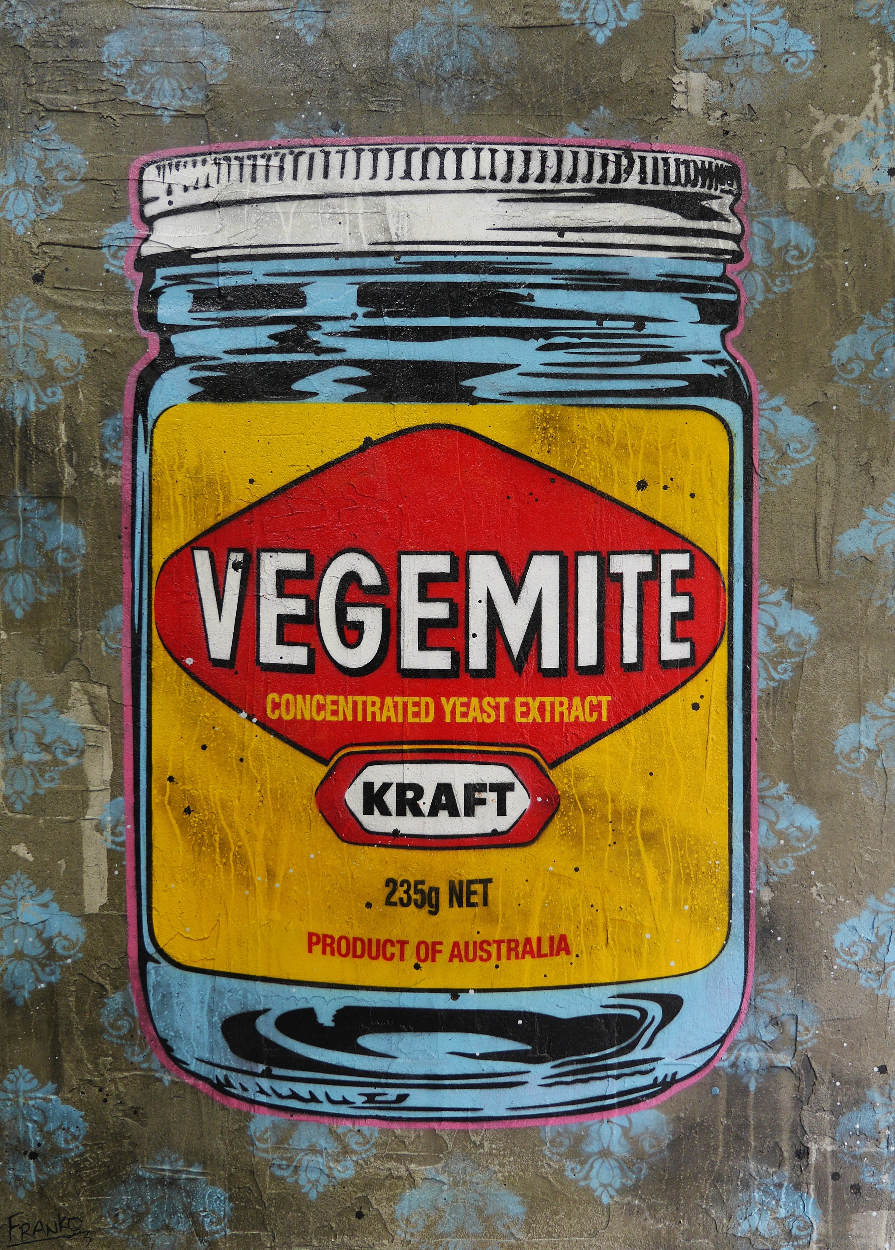 Extracted 100cm x 140cm Vegemite Concrete Textured Urban Pop Art Painting