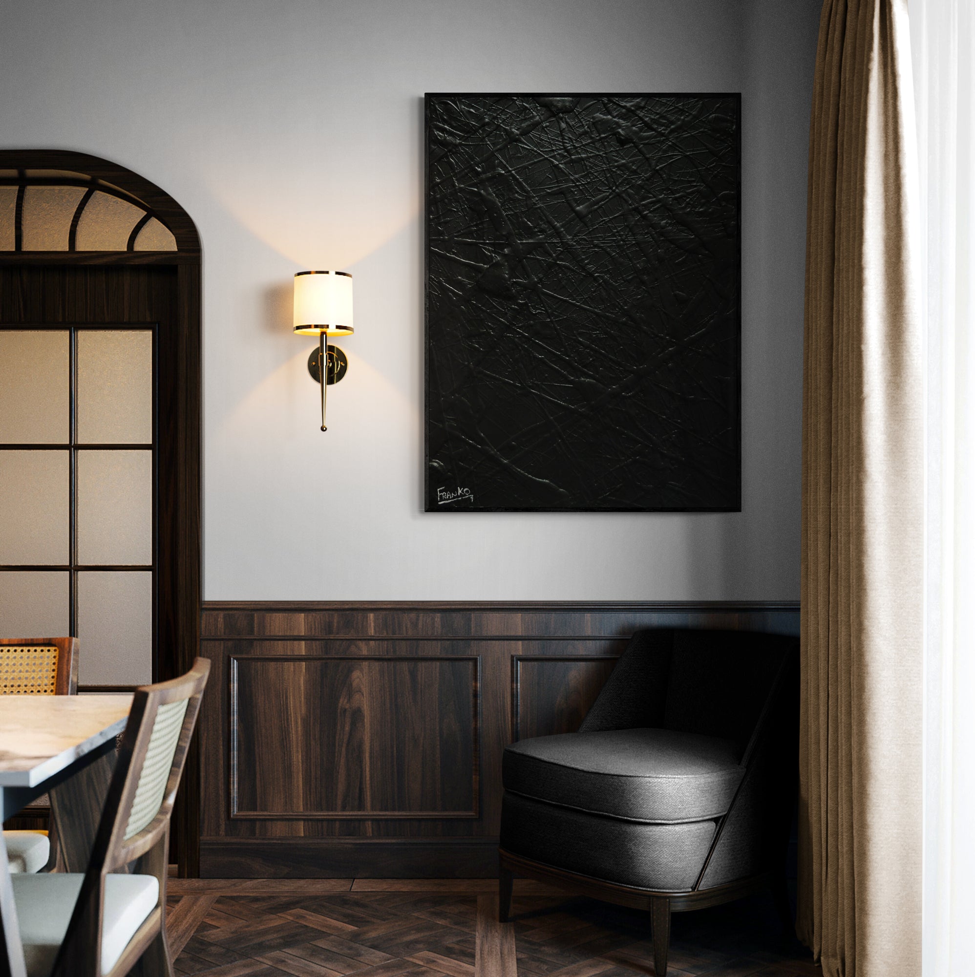 Little Wicked 75cm x 100cm Black Textured Abstract Painting